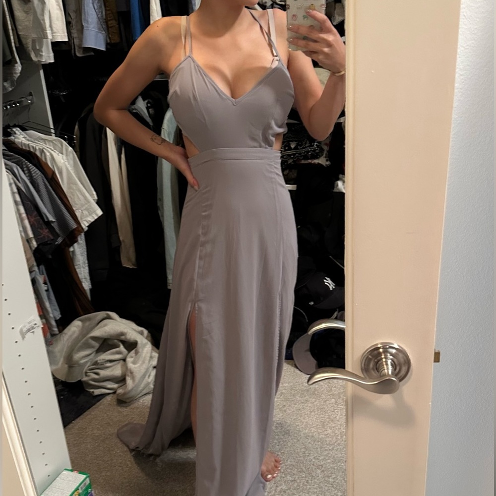 Gray cut out maxi dress